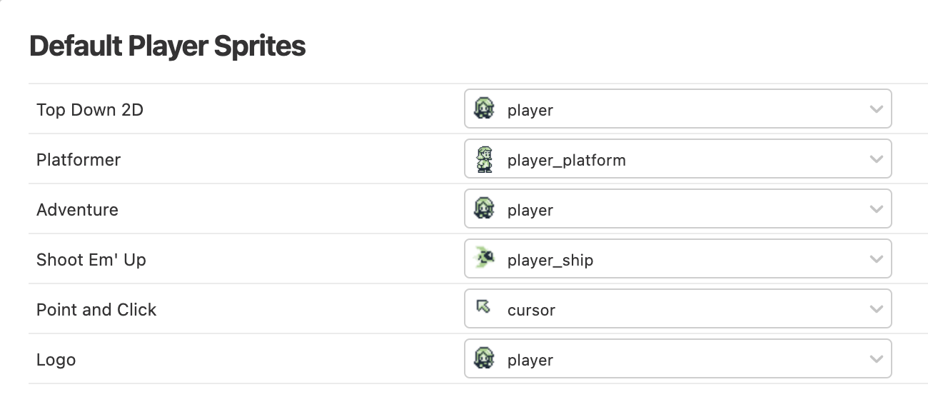 Default Player Sprites