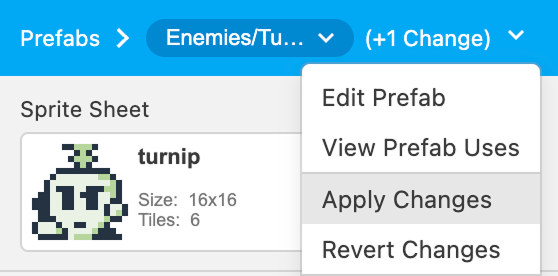 Apply Prefab Changes